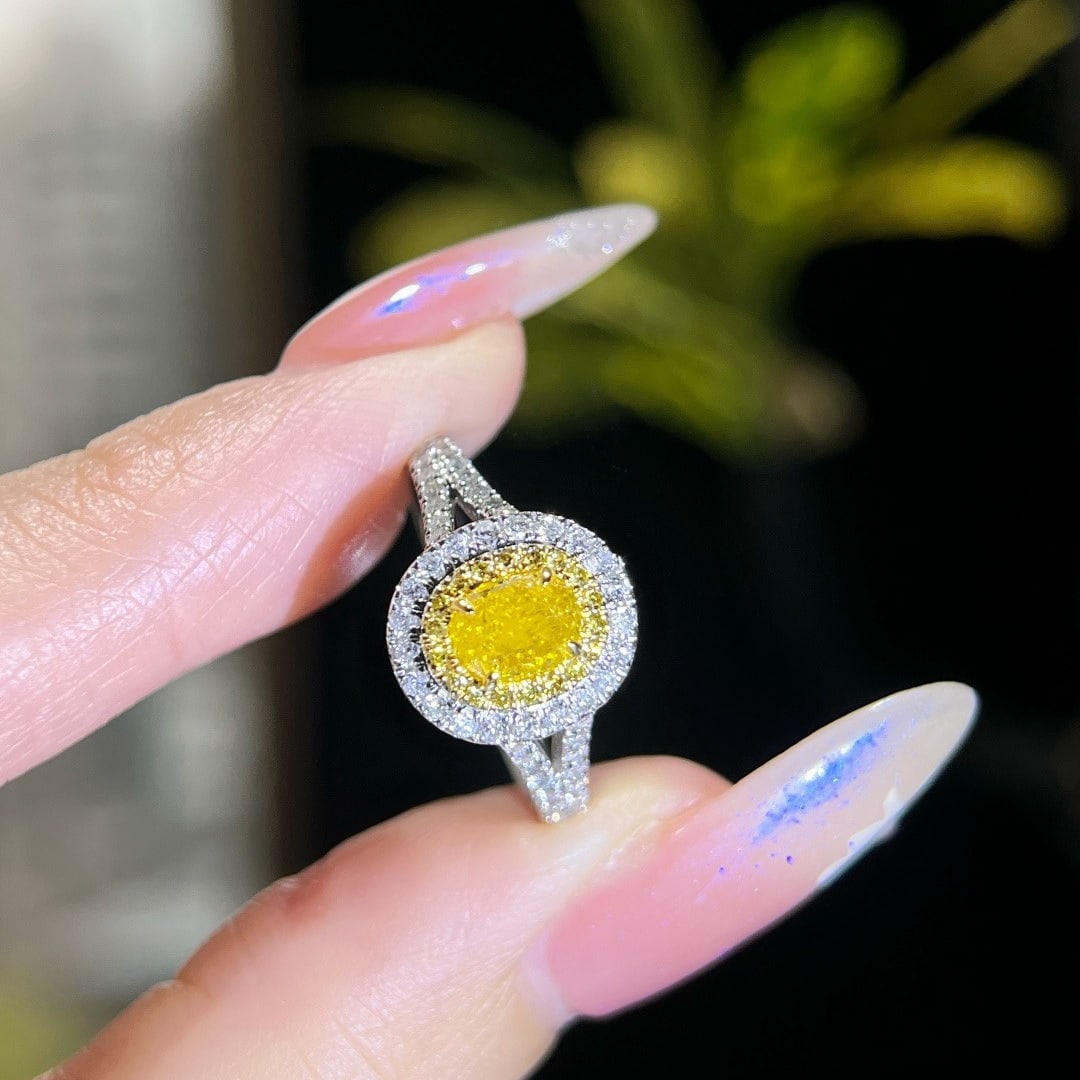 14k Gold 1.43 Ctw Natural Yellow Diamond & Diamond Ring - 2