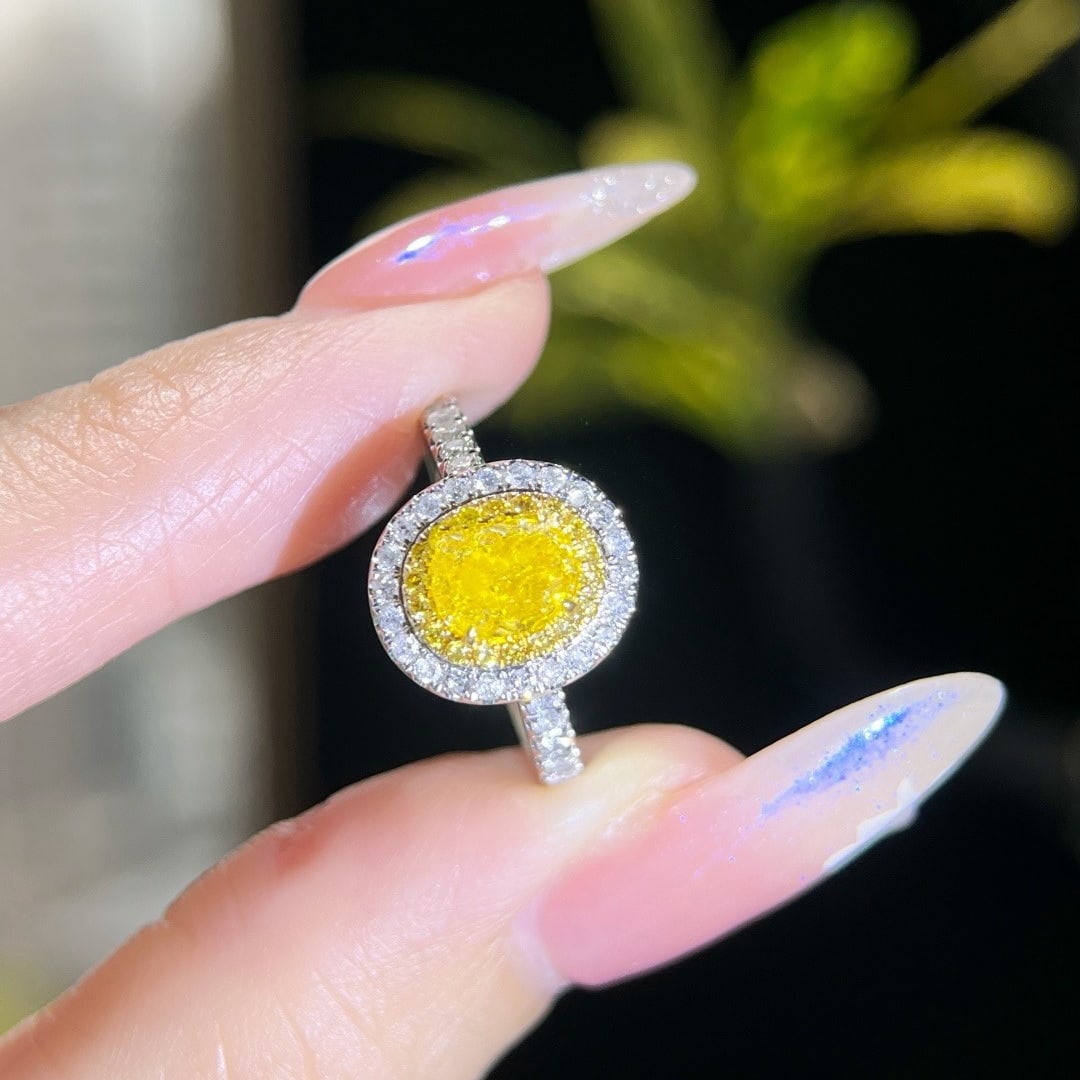 14k Gold 1.43 Ctw Natural Yellow Diamond & Diamond Ring - 4