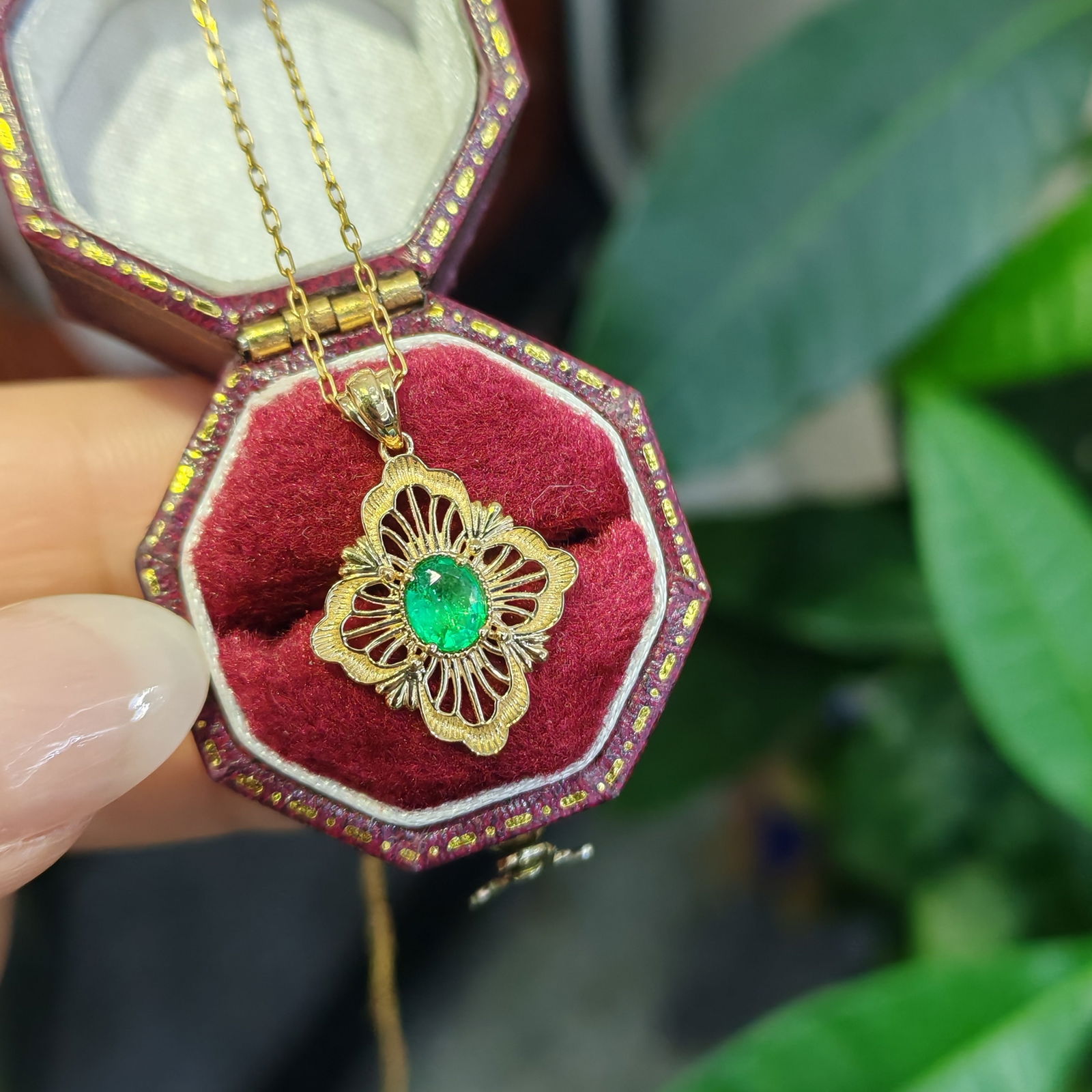 14k Gold 0.23 Ct Natural Emerald Pendant( Without Chain ) - 6