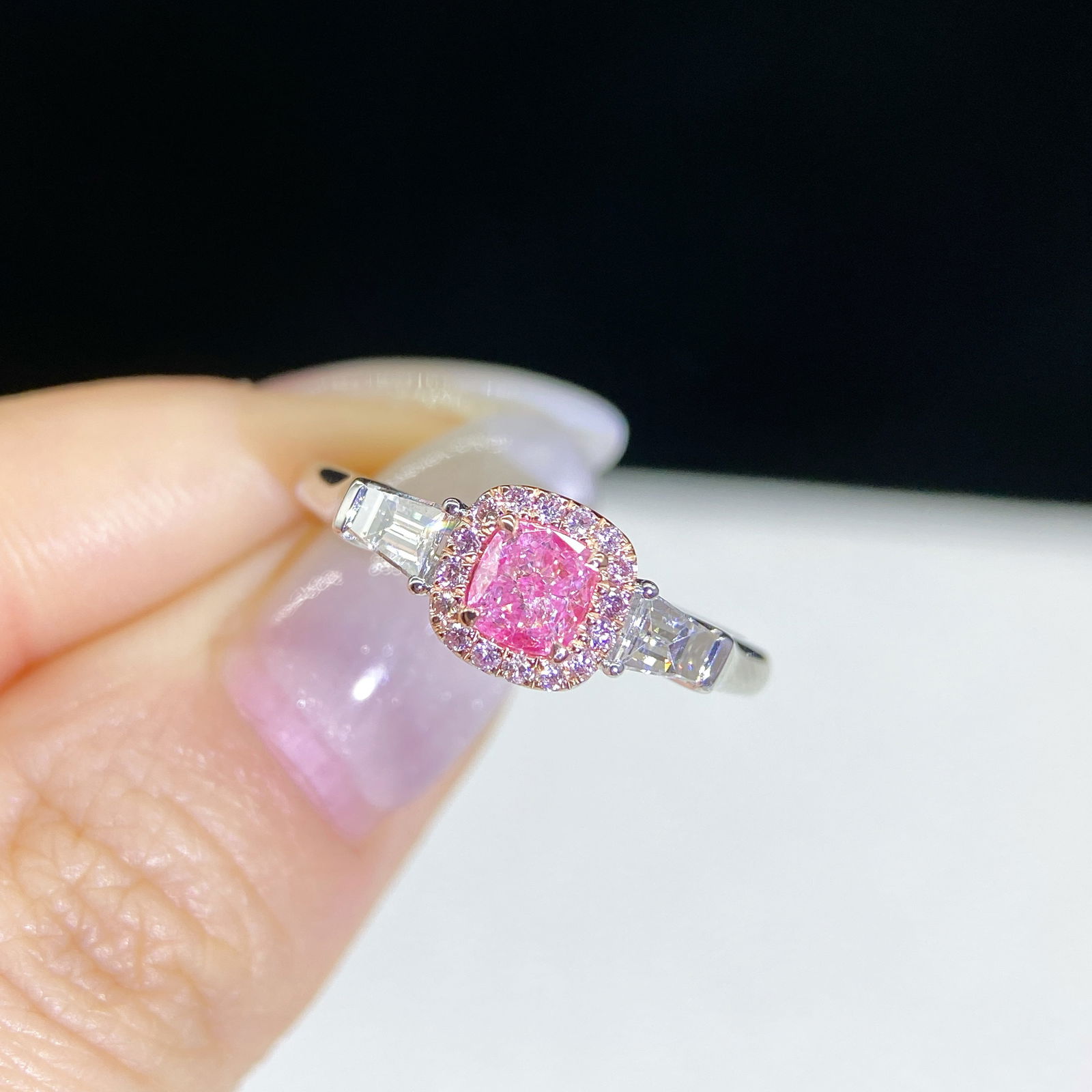 14k Gold 0.83 Ctw Natural Pink Diamond & Diamond Ring - 5