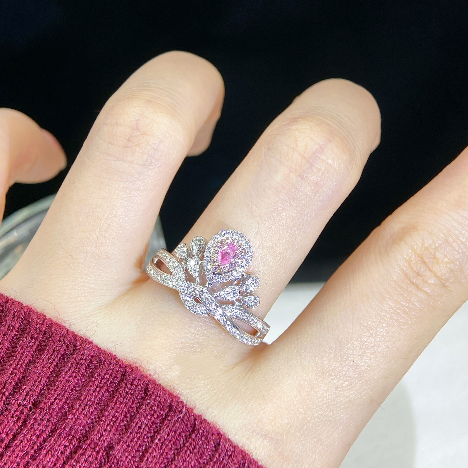 14k Gold 0.47 Ctw Natural Pink Diamond & Diamond Ring - 2