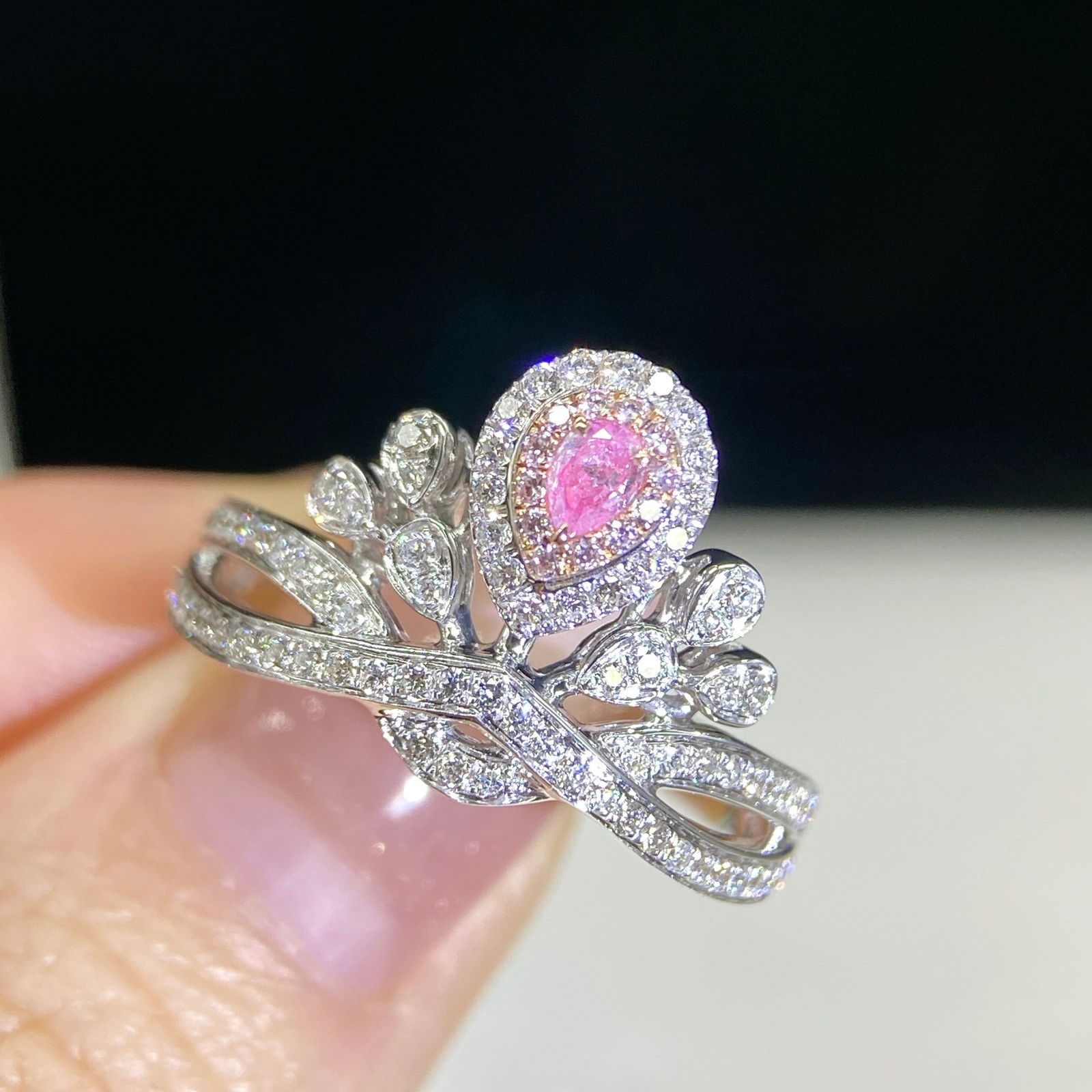14k Gold 0.47 Ctw Natural Pink Diamond & Diamond Ring - 3