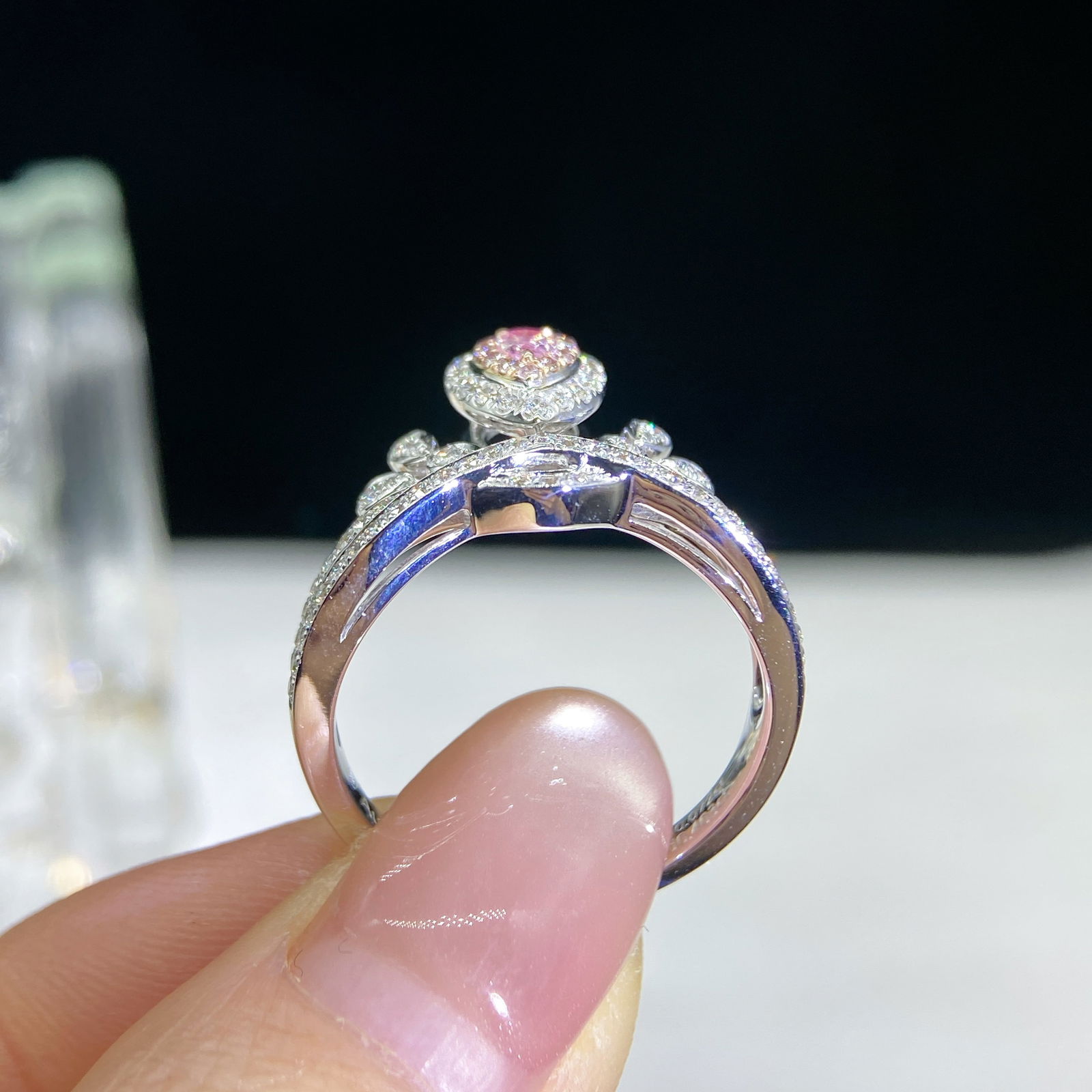 14k Gold 0.47 Ctw Natural Pink Diamond & Diamond Ring - 5