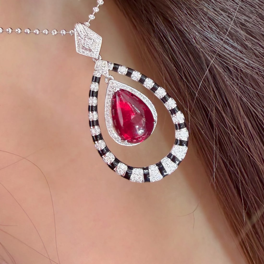 14k Gold 5.45 Ct Natural Tourmaline & Diamond Pendant( Without Chain ) - 5