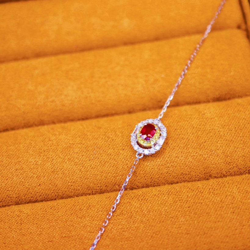 14k Gold 0.58 Ctw Natural Ruby & Diamond Bracelet - 2