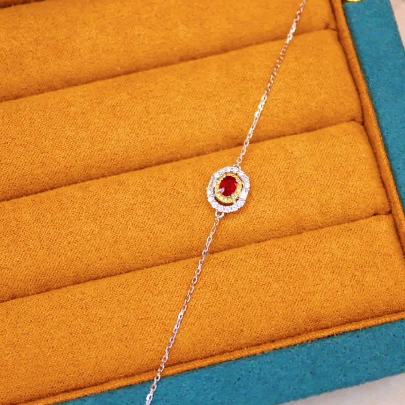 14k Gold 0.58 Ctw Natural Ruby & Diamond Bracelet - 3