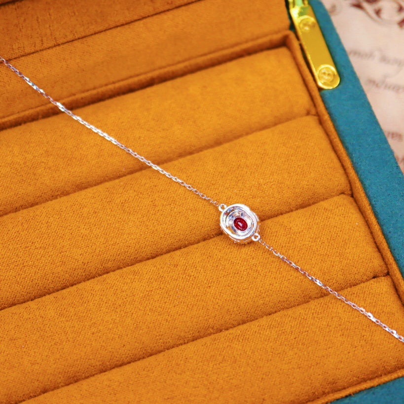 14k Gold 0.58 Ctw Natural Ruby & Diamond Bracelet - 4