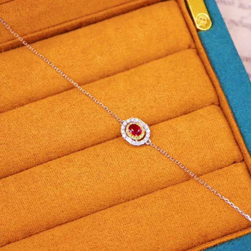 14k Gold 0.58 Ctw Natural Ruby & Diamond Bracelet - 6