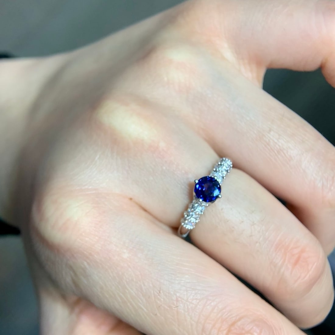 14k Gold 1.04 Ctw Natural Sapphire & Diamond Ring - 4