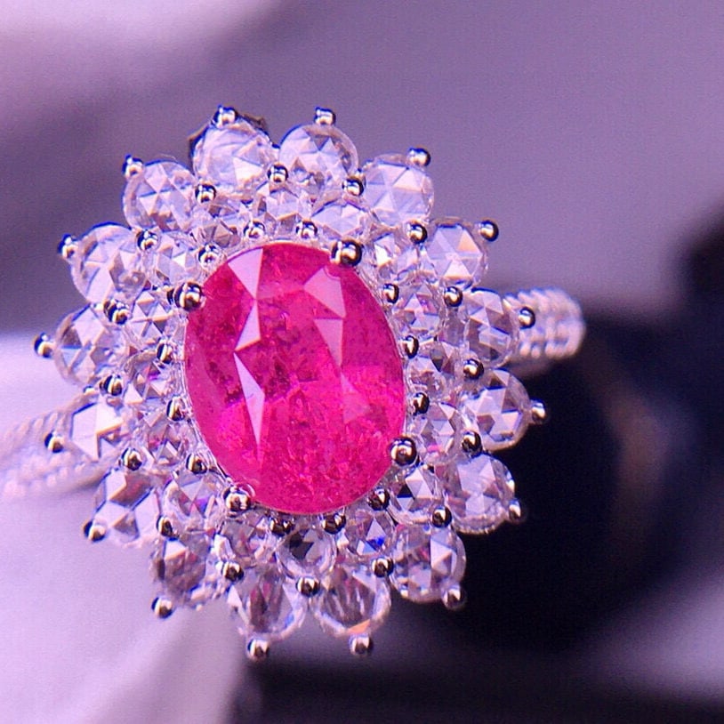 14k Gold 1.65 Ct Natural Spinel & Diamond Pendant( Without Chain ): Ref:230905245 // gold content:14k gold // main gemstone:spinel // shape:oval // carat weight:1. 65ct // color:pink // treatment:natural // cut grade:g // // adjacent gemstone 2 : diamond // shape:roun