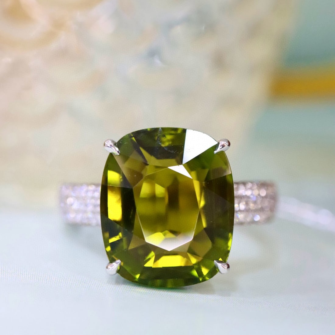 14k Gold 6.80 Ctw Natural Tourmaline & Diamond Ring (1 of 6)