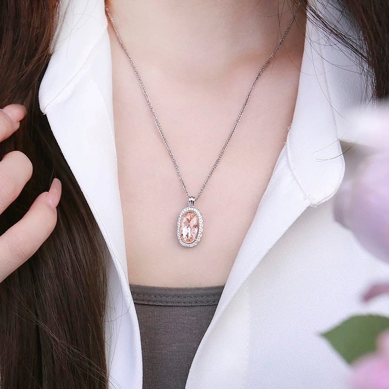 14k Gold 3.84 Ctw Natural Morganite & Diamond Pendant( Without Chain ) - 4