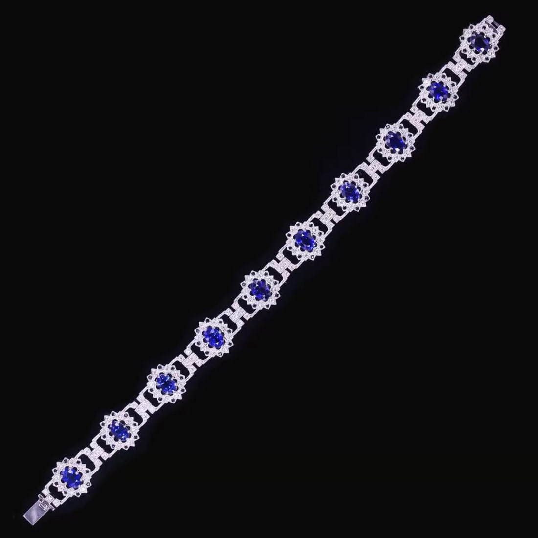 14k Gold 6.93 Ctw Natural Sapphire & Diamond Bracelet - 6