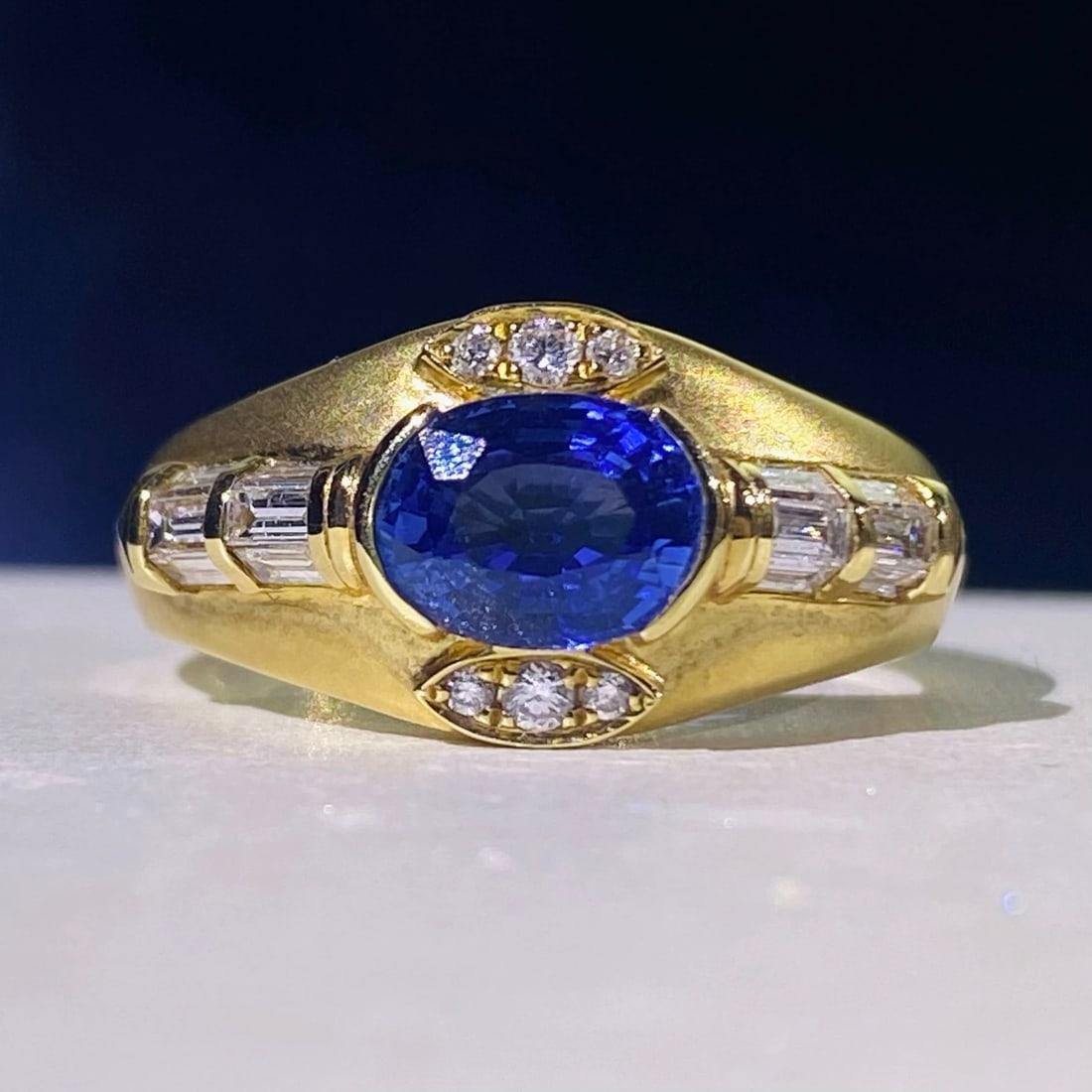 14k Gold 1.51 Ctw Natural Sapphire & Diamond Ring (1 of 4)