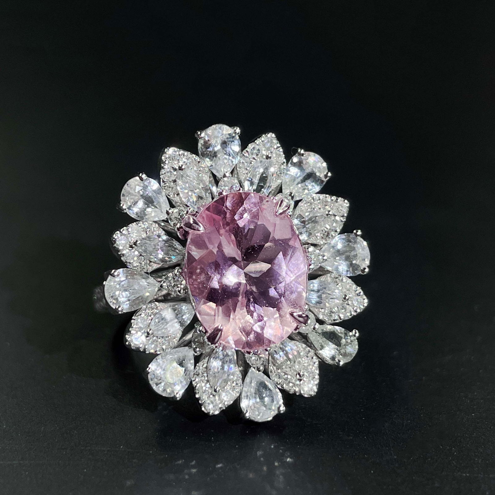 14k Gold 4.82 Ctw Natural Morganite & Sapphire Ring - 2