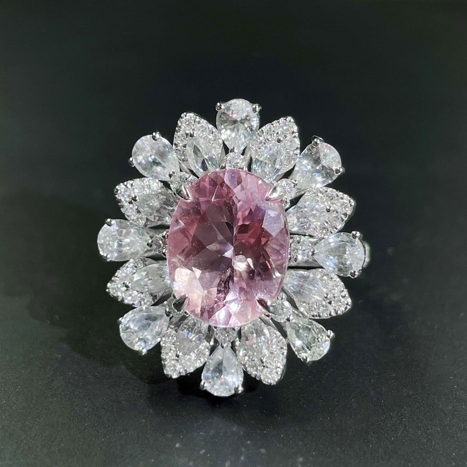 14k Gold 4.82 Ctw Natural Morganite & Sapphire Ring - 3