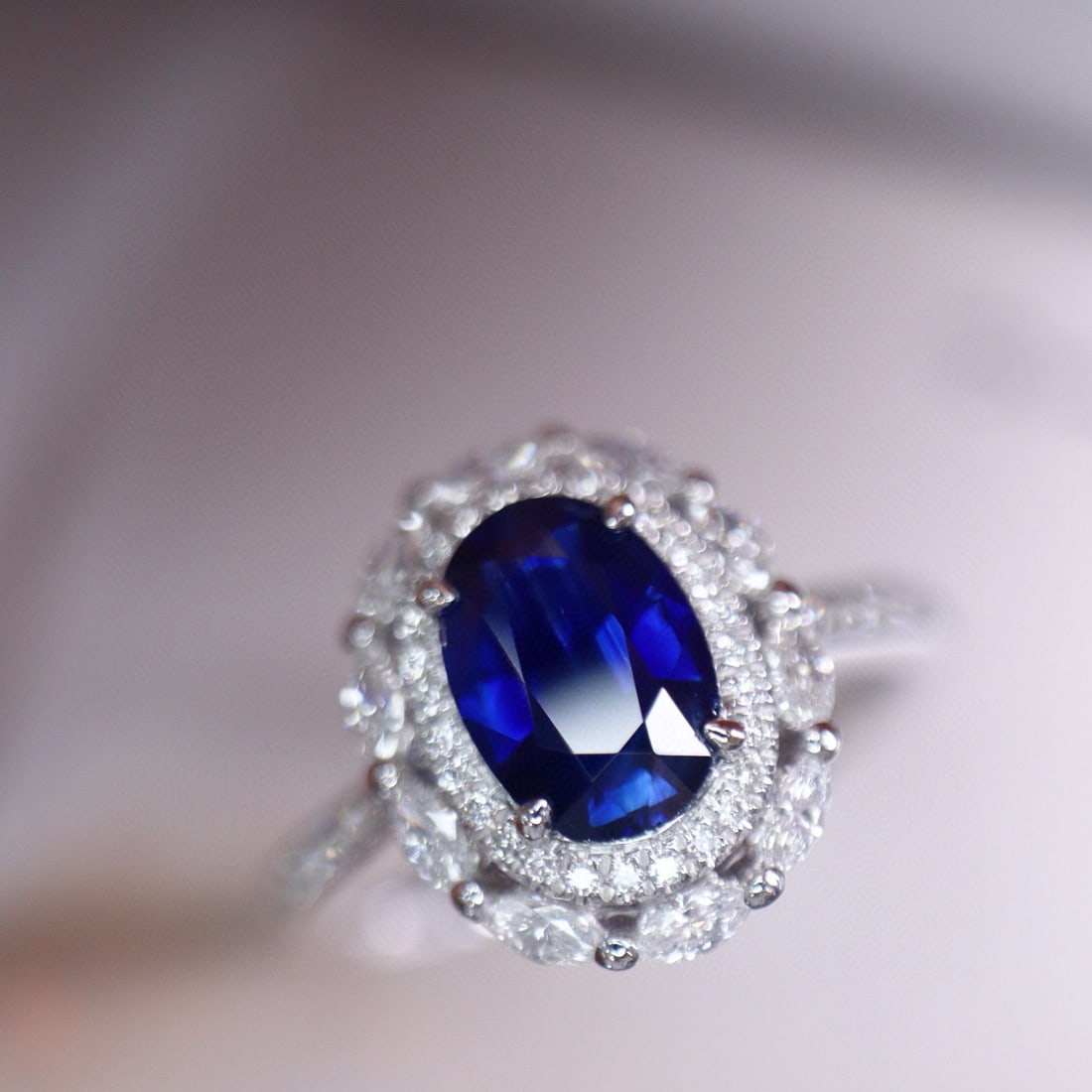 14k Gold 1.82 Ctw Natural Sapphire & Diamond Ring: Ref:230975118 // gold content:14k gold // ring size:7. 25us // // main gemstone:sapphire // shape:oval // carat weight:1. 36ct // color:royal blue // treatment:natural // // adjacent gemstone 2 : diam