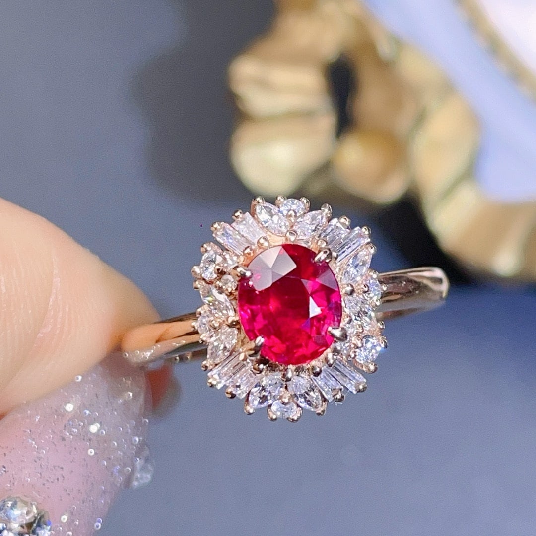 14k Gold 1.23 Ct Natural Ruby & Diamond Ring (1 of 5)