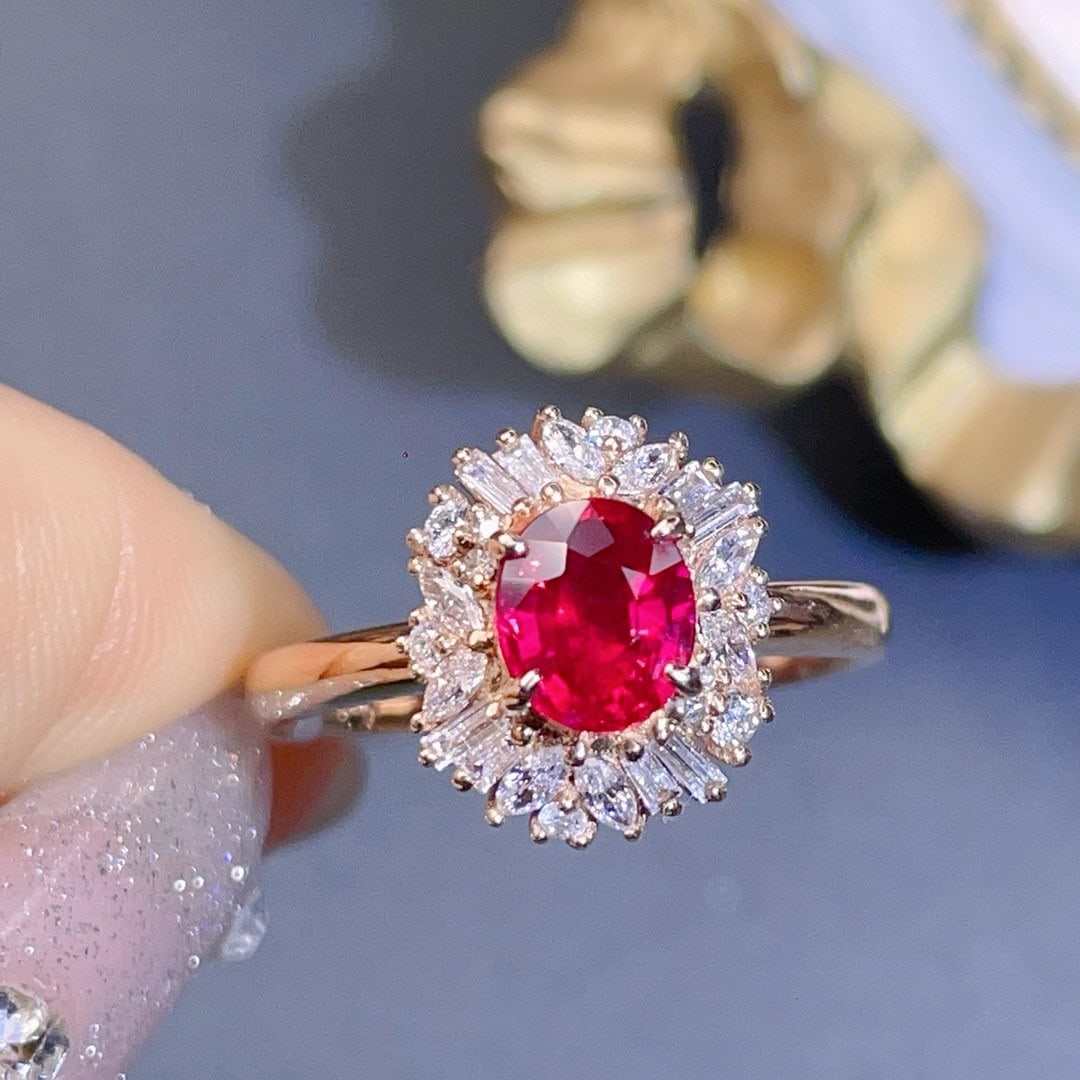 14k Gold 1.23 Ct Natural Ruby & Diamond Ring - 2