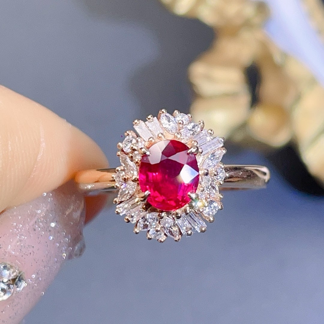 14k Gold 1.23 Ct Natural Ruby & Diamond Ring - 3