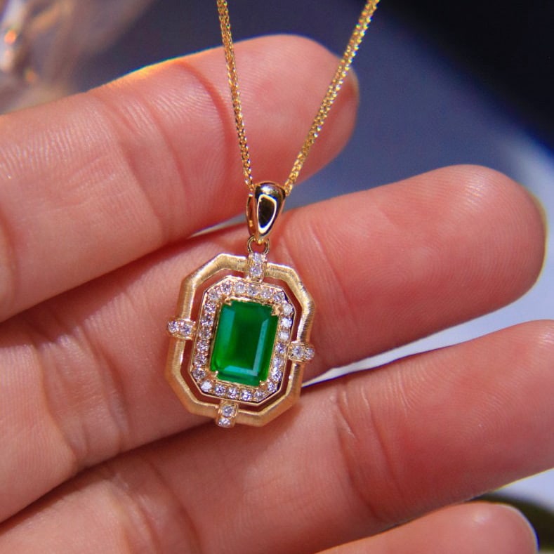 14k Gold 1.29 Ctw Vivid Green Natural Emerald & Diamond Earrings - 6