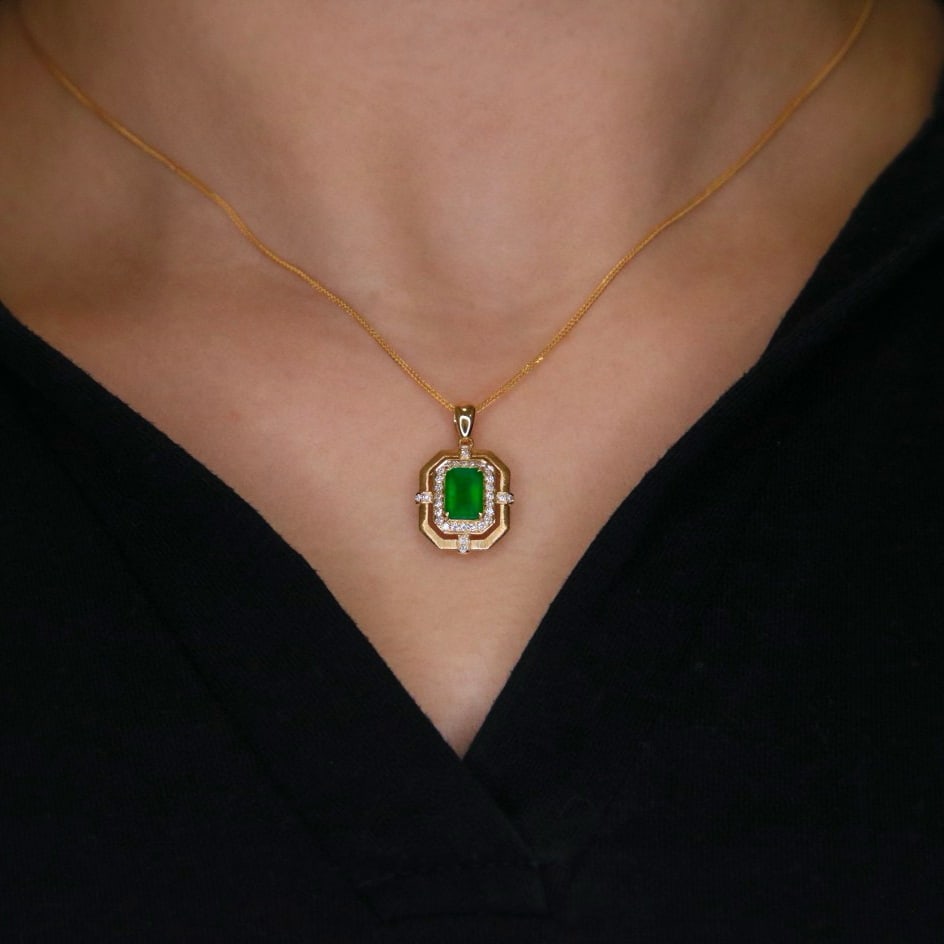 14k Gold 1.29 Ctw Vivid Green Natural Emerald & Diamond Earrings - 8