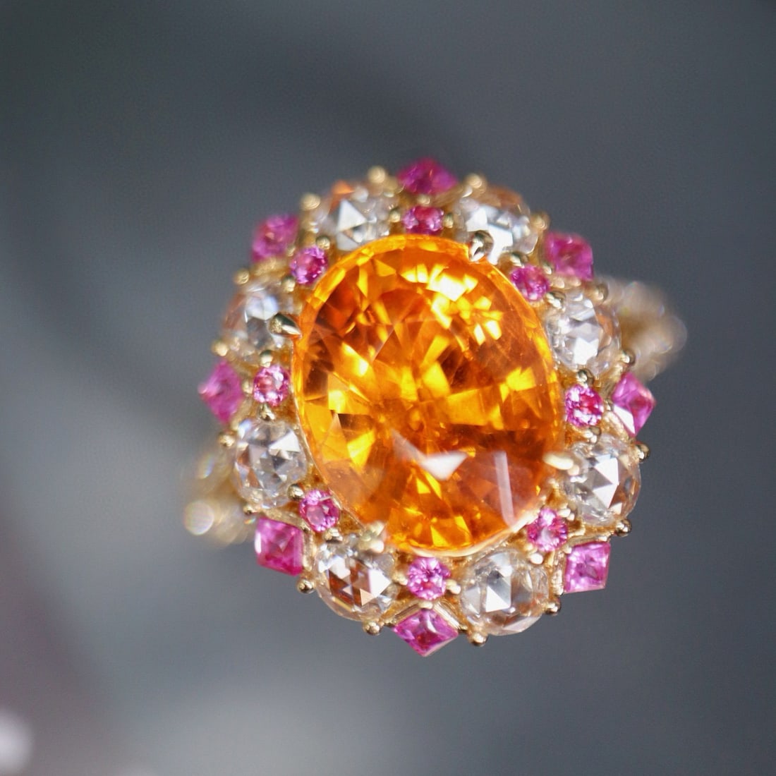 14k Gold 5.13 Ctw Natural Spessartine & Diamond Ring (1 of 7)