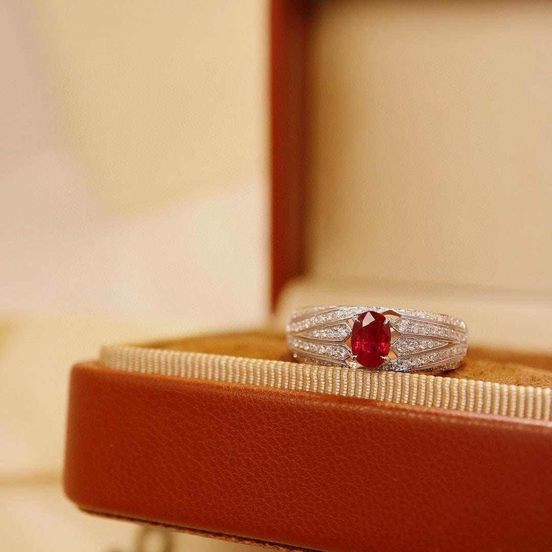 14k Gold 1.01 Ctw Natural Ruby & Diamond Ring - 9