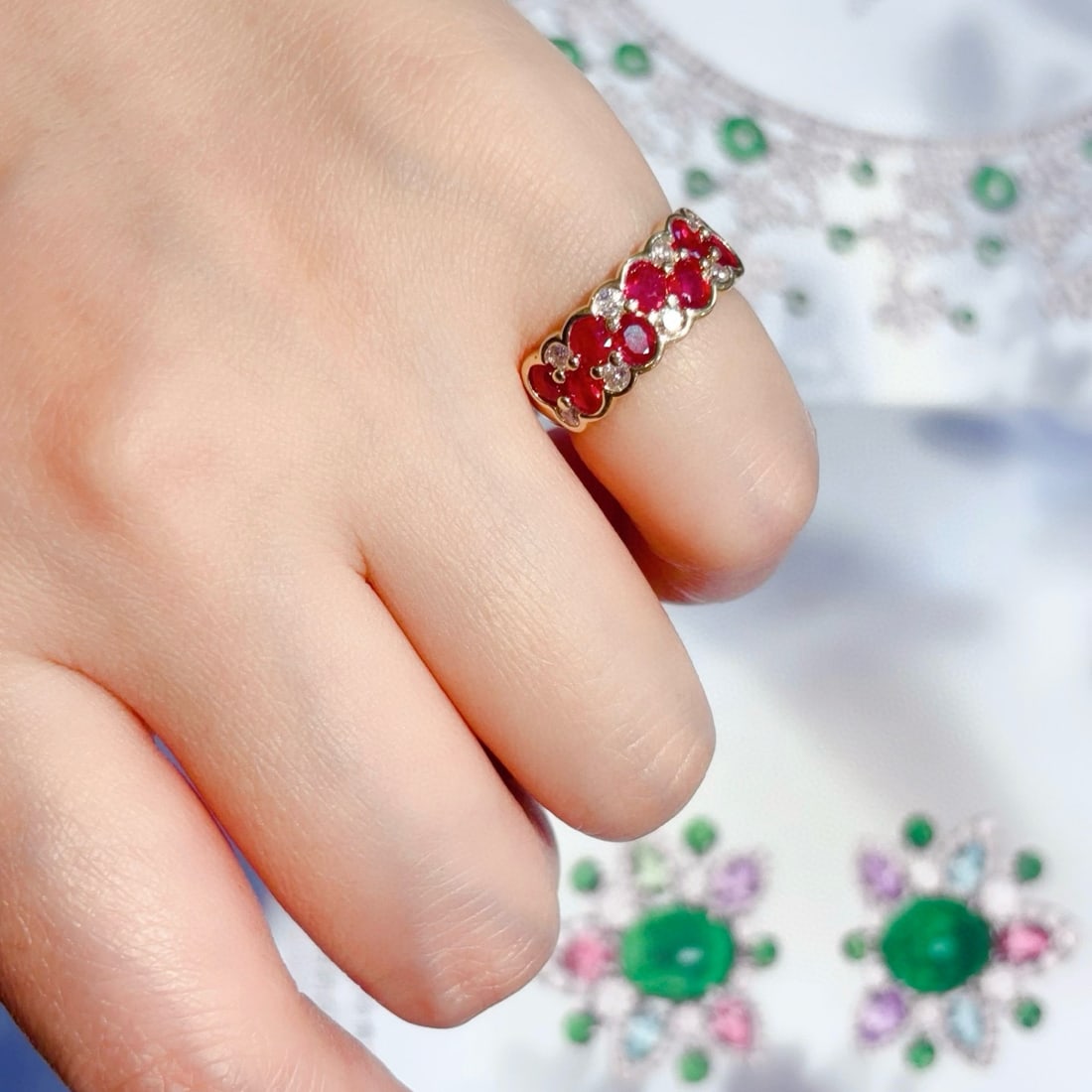 14k Gold 2.27 Ctw Natural Ruby & Diamond Ring - 5