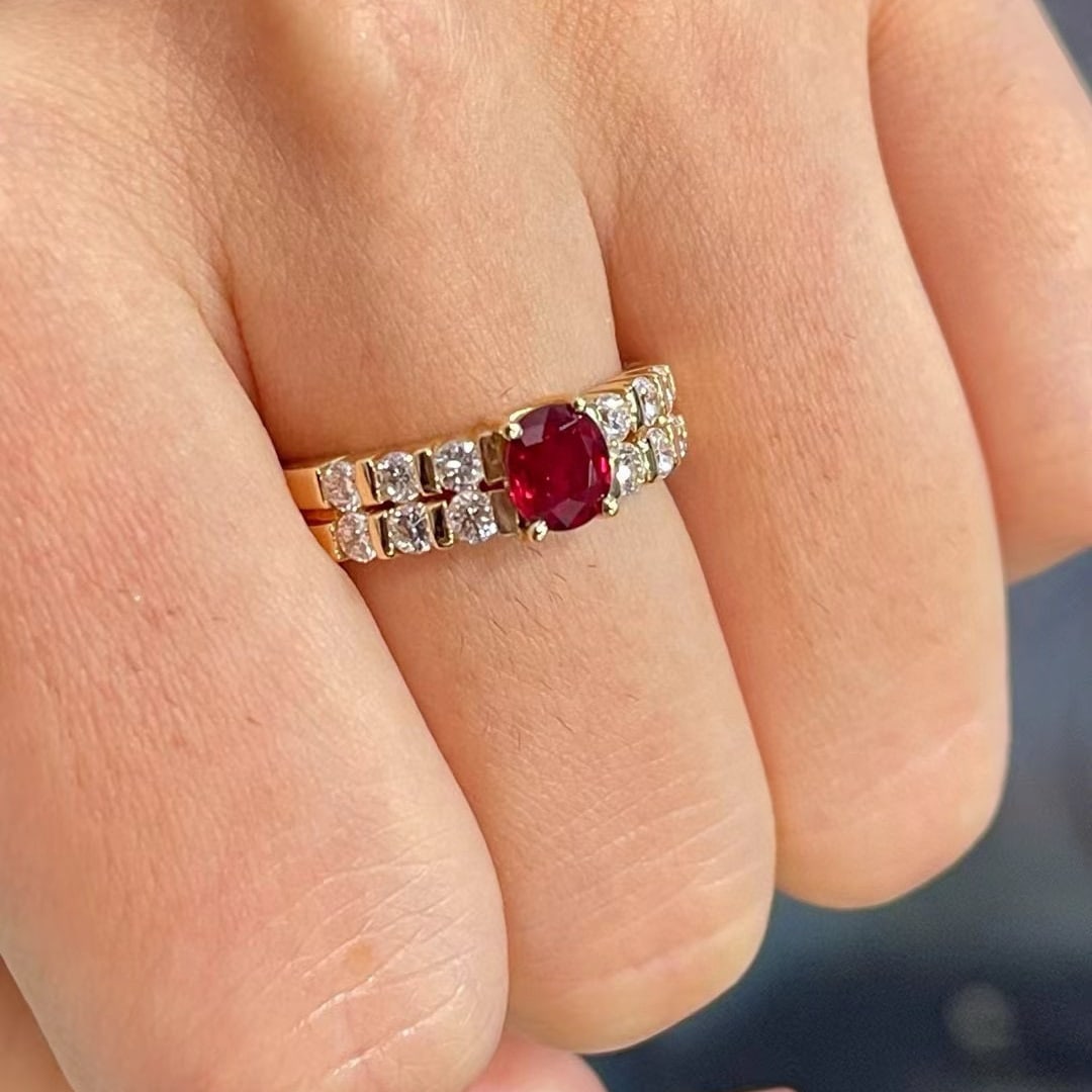 14k Gold 1.26 Ctw Natural Ruby & Diamond Ring - 3