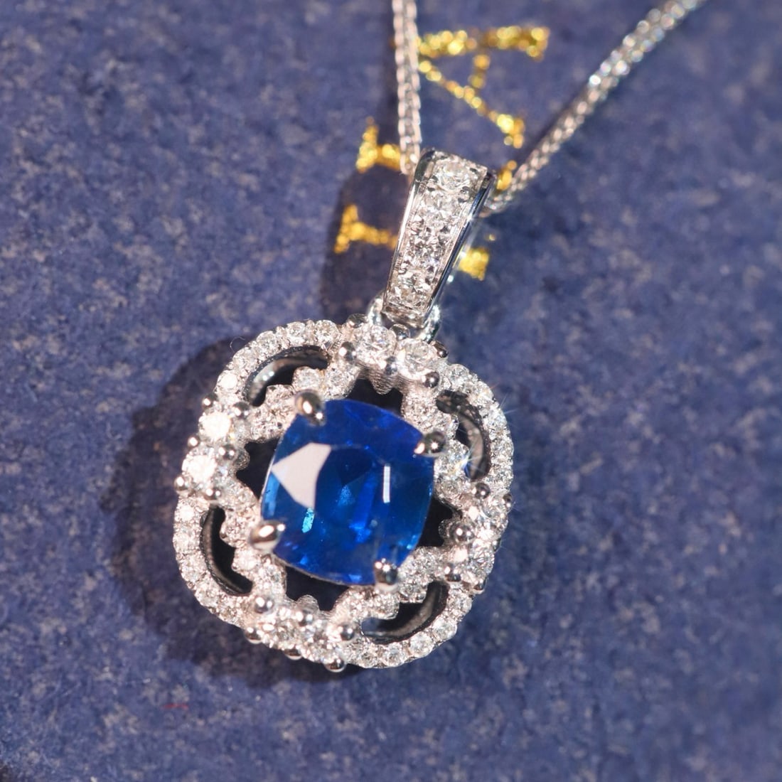 14k Gold 1.28 Ctw Natural Sapphire & Diamond Pendant( Without Chain ) - 3