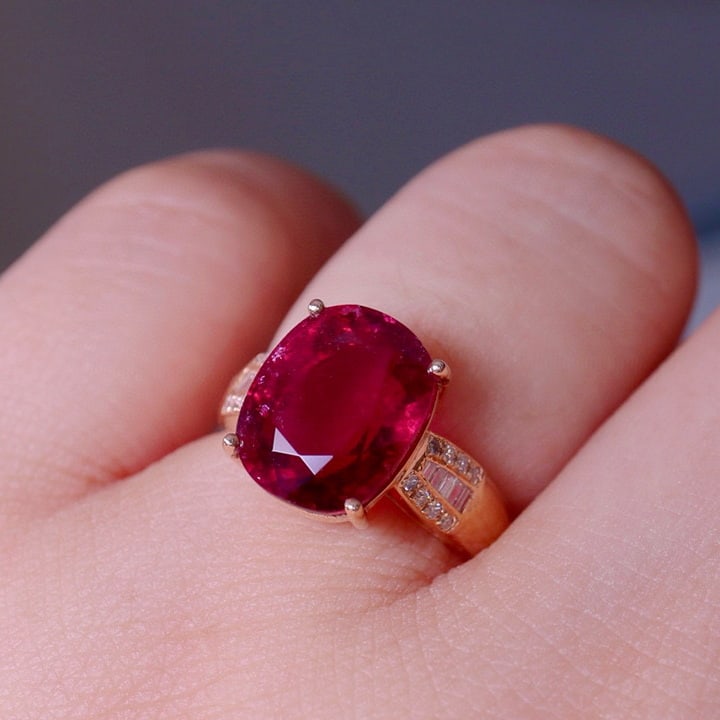 14k Gold 5.63 Ct Natural Tourmaline & Diamond Ring - 3