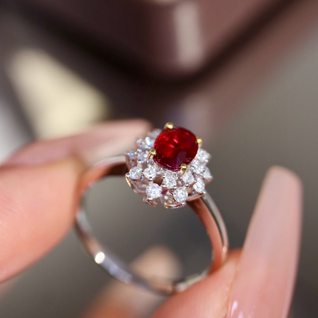 14k Gold 0.99 Ctw Natural Ruby & Diamond Ring - 3