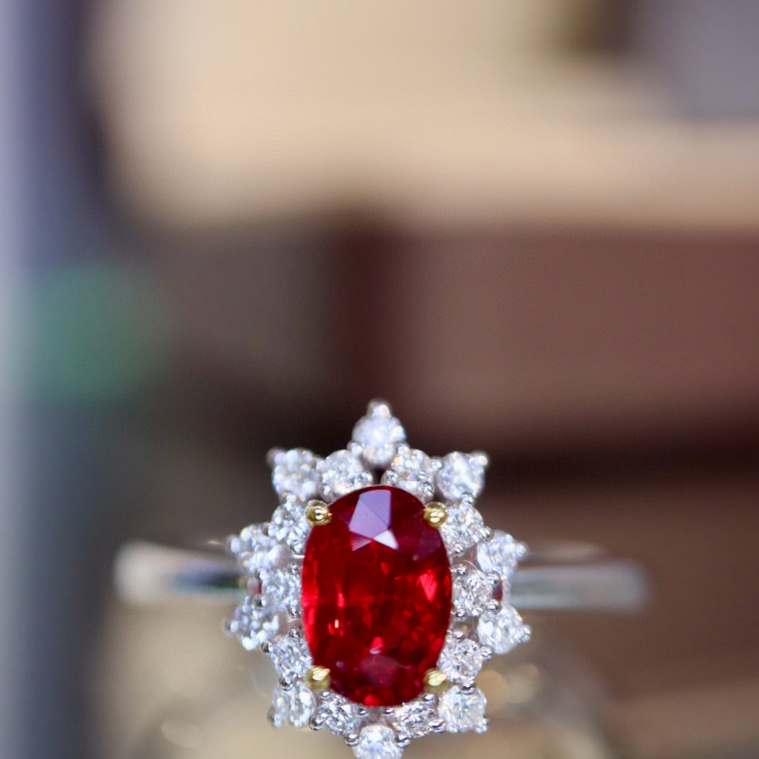 14k Gold 0.99 Ctw Natural Ruby & Diamond Ring - 5