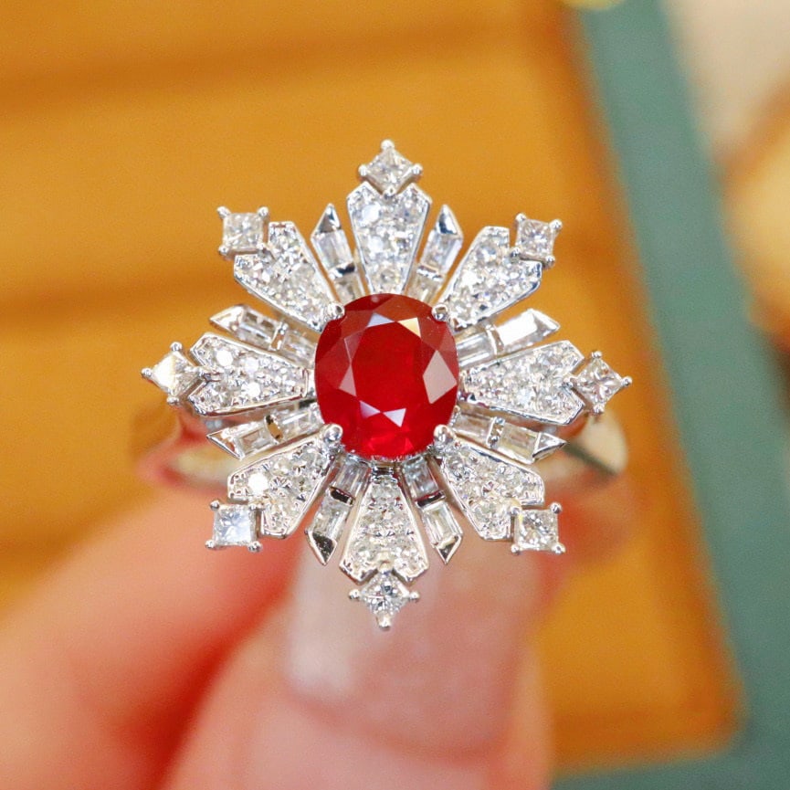 14k Gold 1.39 Ctw Natural Ruby & Diamond Ring/pendant( Without Chain ): Ref:230976019 // gold content:14k gold // ring size:7. 25us // // main gemstone:ruby // shape:oval // carat weight:1. 03ct // color:pigeonblood red // treatment:natural // // adjacent gemstone 2 :