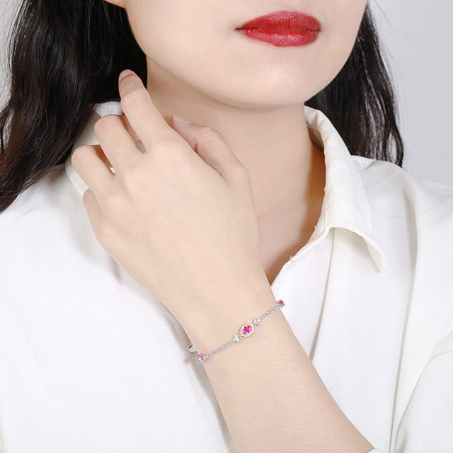 14k Gold 1.68 Ctw Natural Padparadscha Sapphire & Diamond Bracelet - 6