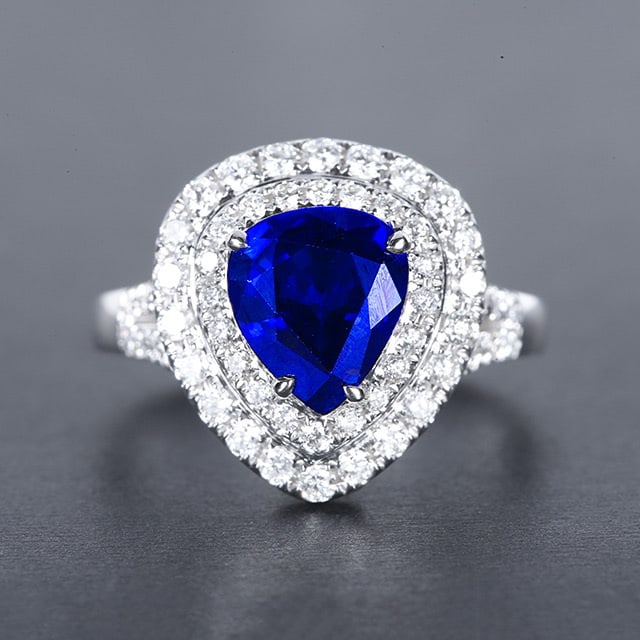 14k Gold 3.11 Ctw Natural Sapphire & Diamond Ring/pendant( Without Chain ) (1 of 8)