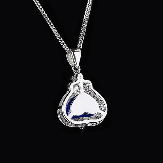 14k Gold 1.18 Ctw Natural Sapphire & Diamond Pendant( Without Chain ) - 4