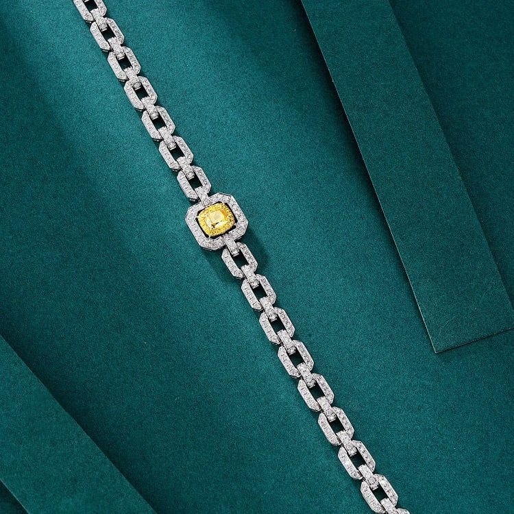 14k Gold 2.57 Ctw Natural Yellow Diamond & Diamond Bracelet - 3