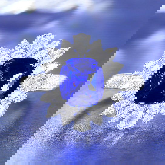 14k Gold 2.62 Ctw Natural Sapphire & Diamond Ring: Ref:230976086 // gold content:14k gold // ring size:7. 25us // // main gemstone:sapphire // shape:cushion // carat weight:2ct // color:cornflower blue // treatment:natural // // adjacent gemstone