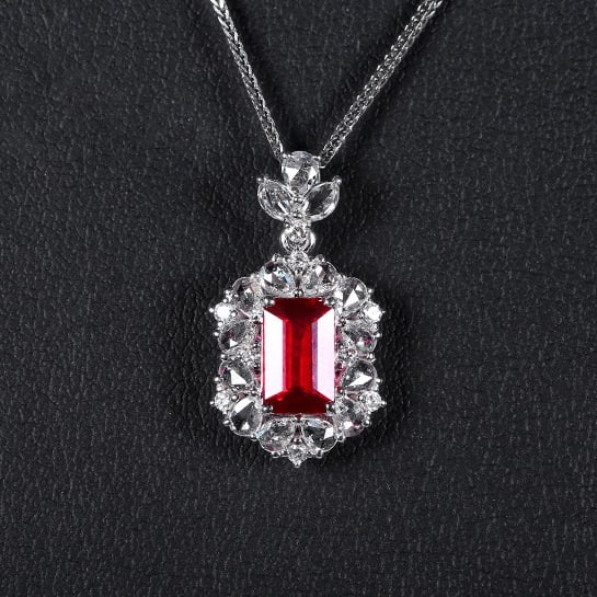 14k Gold 1.50 Ctw Natural Ruby & Diamond Pendant( Without Chain ) (1 of 6)