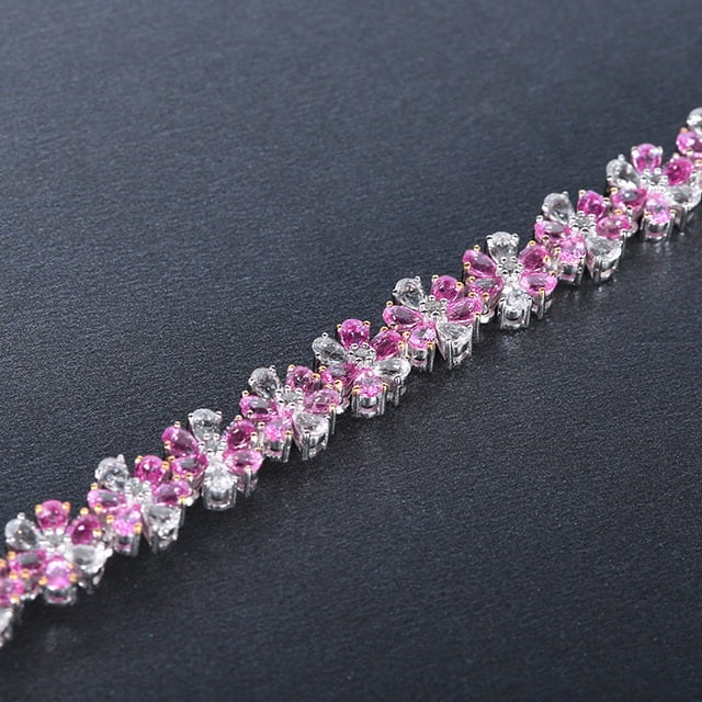 14k Gold 10.05 Ctw Natural Sapphire & Sapphire Bracelet - 3