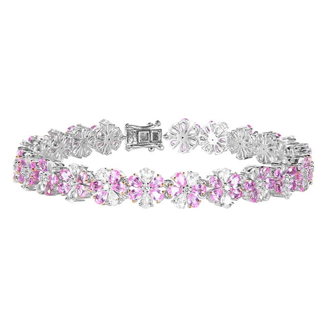 14k Gold 10.05 Ctw Natural Sapphire & Sapphire Bracelet - 5