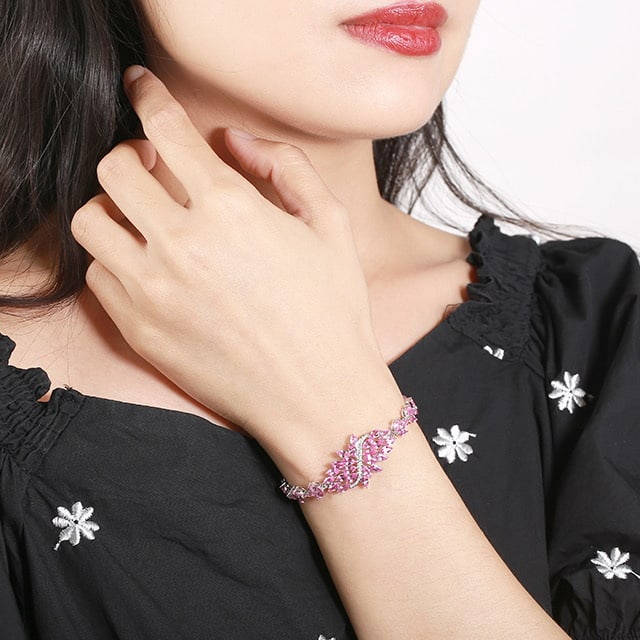 14k Gold 10.05 Ctw Natural Sapphire & Sapphire Bracelet - 7