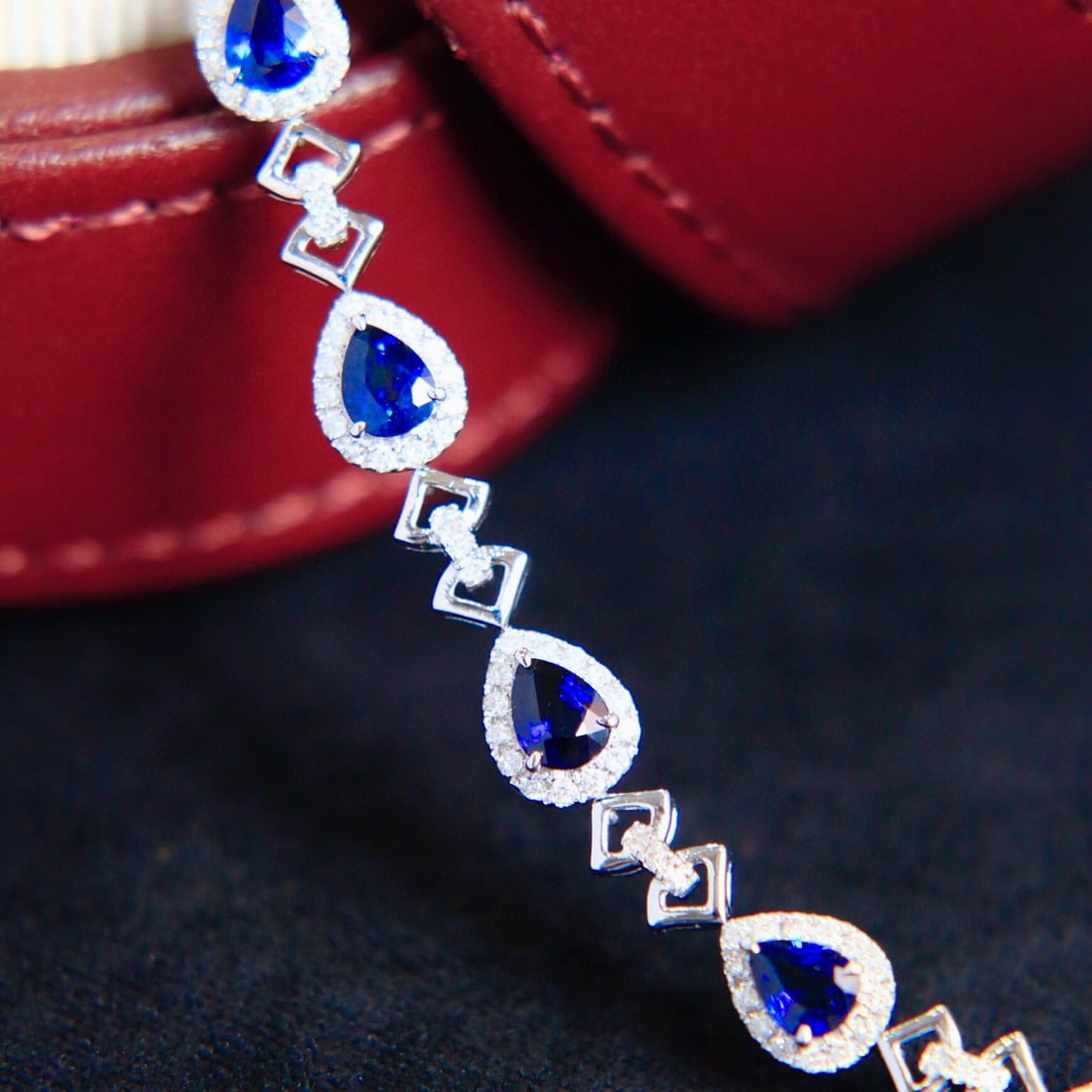 14k Gold 3.99 Ctw Natural Sapphire & Diamond Bracelet - 6