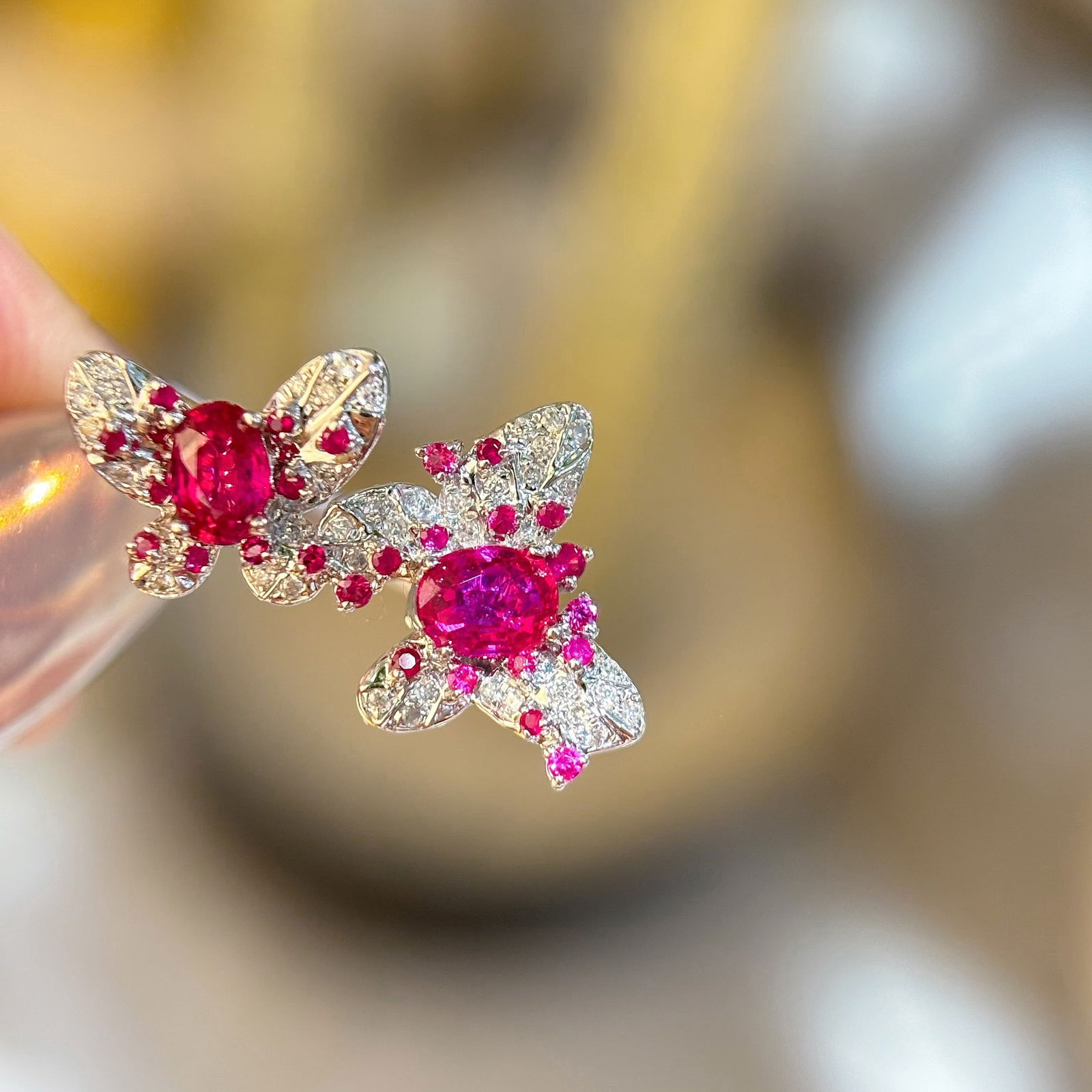 14k Gold 0.6 Ct Natural Ruby & Diamond Ring - 2