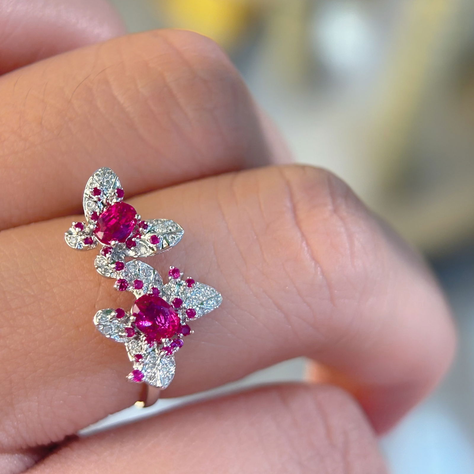 14k Gold 0.6 Ct Natural Ruby & Diamond Ring - 4