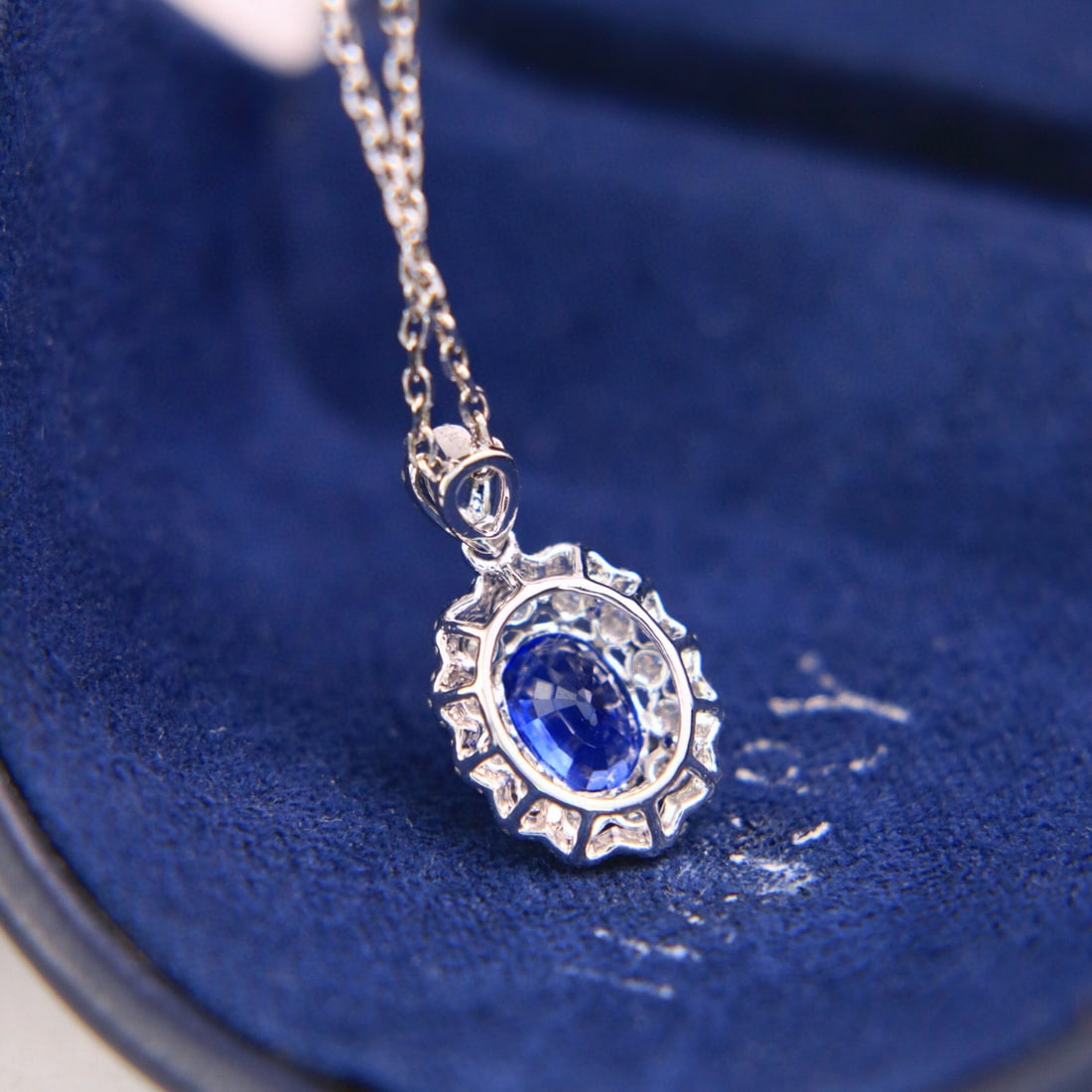 14k Gold 1.56 Ctw Natural Sapphire & Diamond Pendant( Without Chain ) - 4
