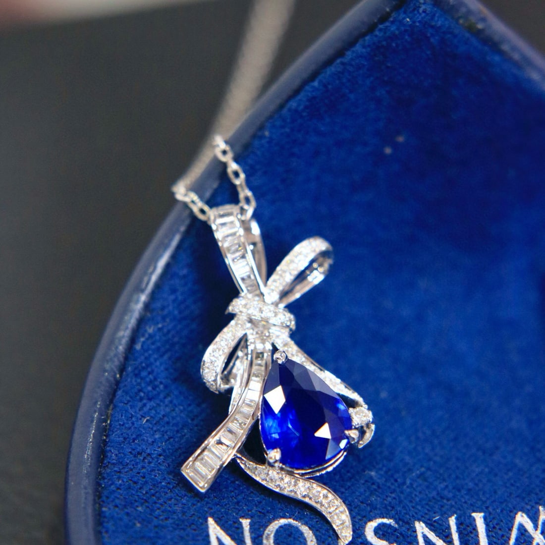 14k Gold 1.89 Ctw Natural Sapphire & Diamond Pendant( Without Chain ) - 4