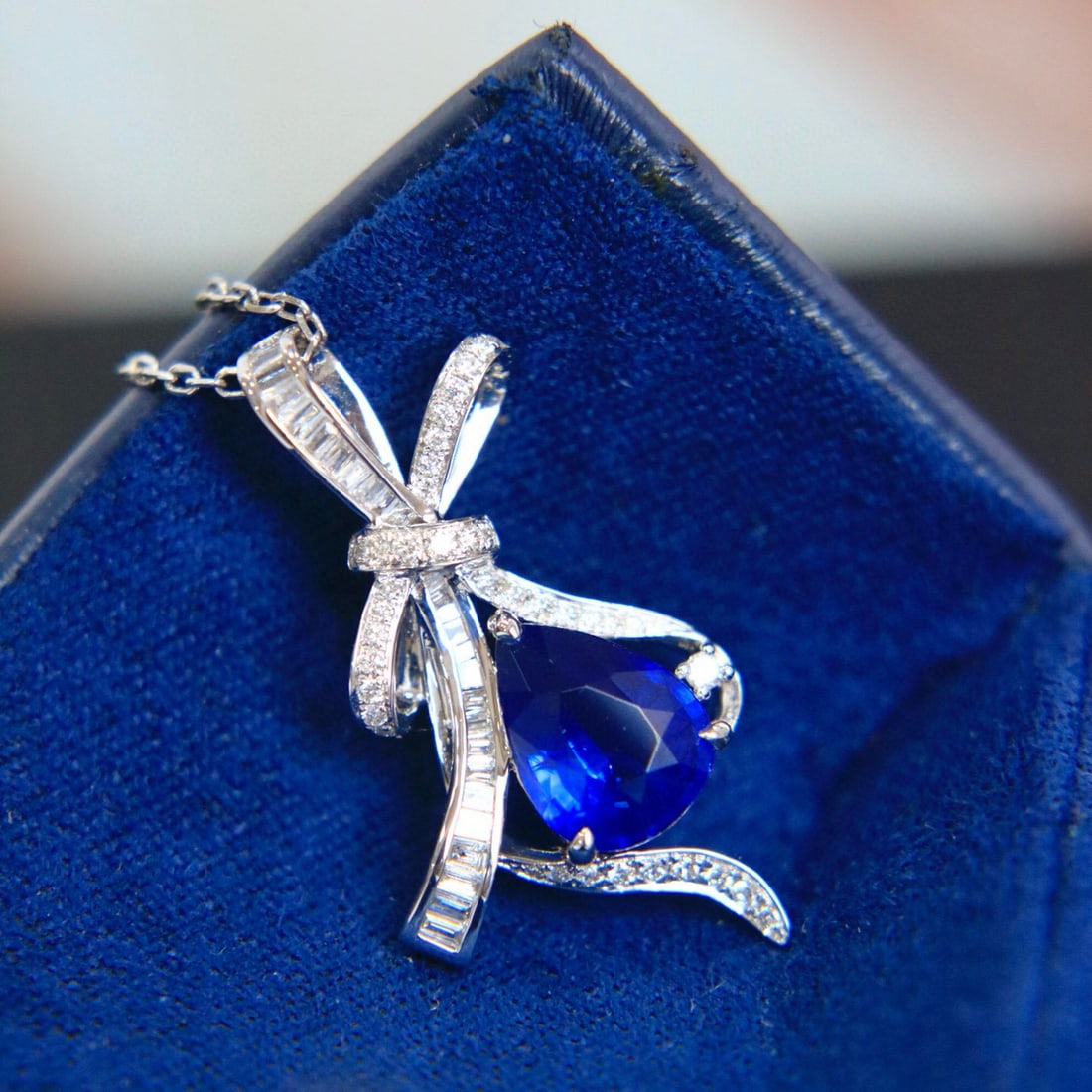 14k Gold 1.89 Ctw Natural Sapphire & Diamond Pendant( Without Chain ) - 5